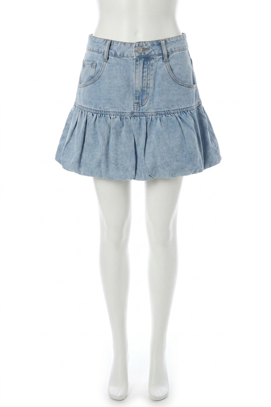 NEW MABLE it girl denim bubble mini skirt in light blue